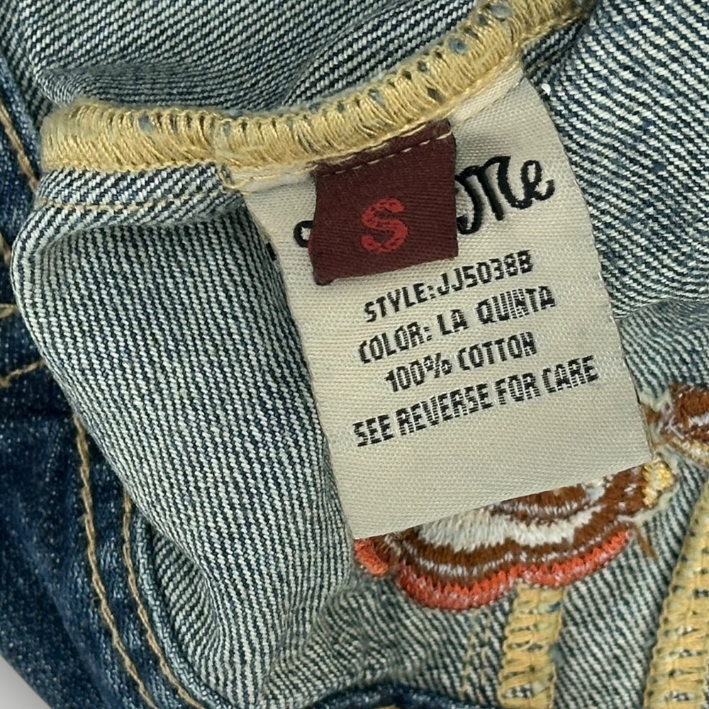 Miss Me Denim Jacket Womens Small Blue Embroidered Floral La Quinta Western Boho - Picture 12 of 13